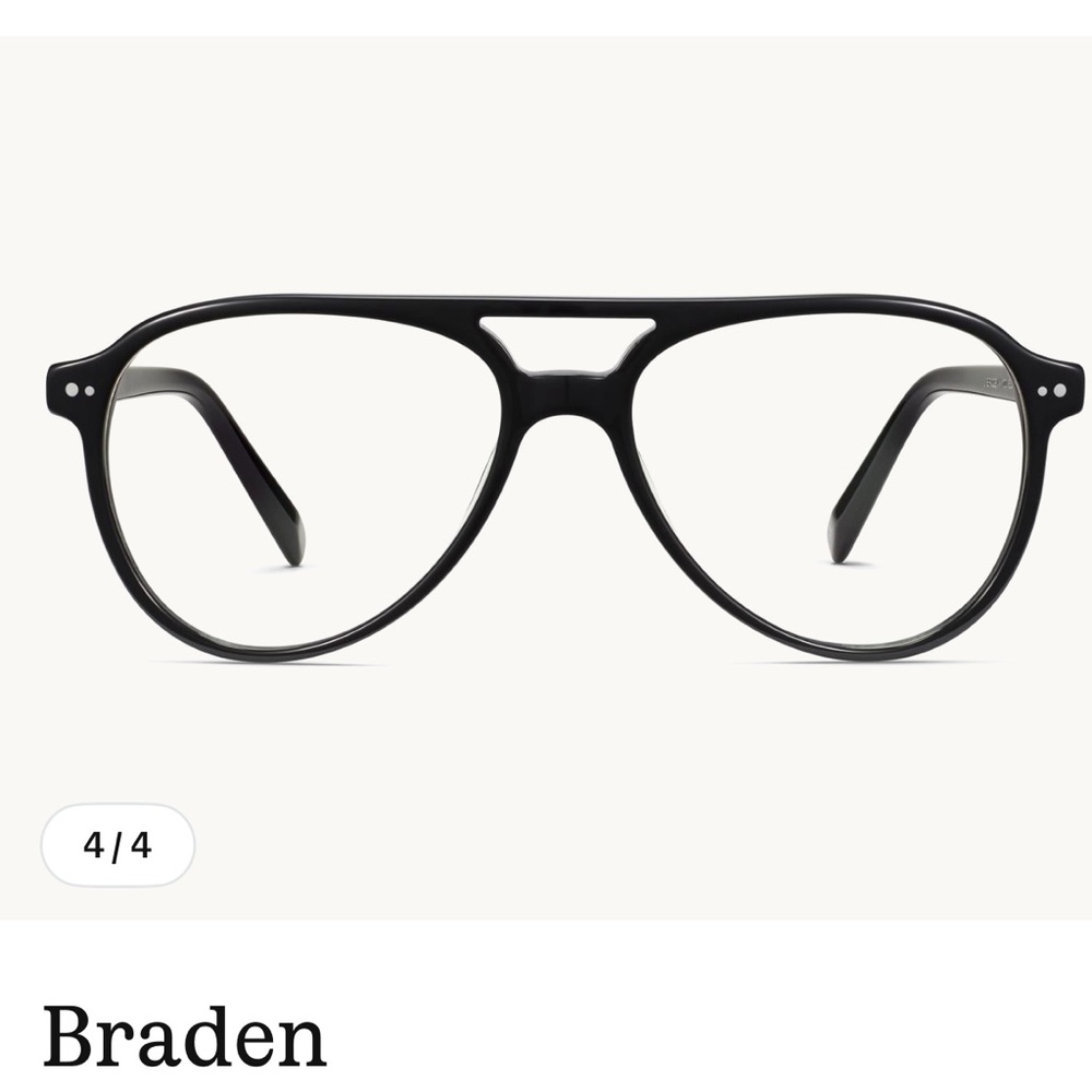 Warby Parker jet black Braden Black Aviator Glasses frames